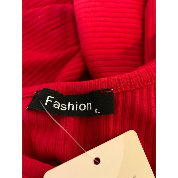 Ribbed knit jumpsuit jogger, romper, red size XL 16/18 NEW - Picture 3 of 16